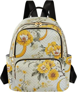 Classic Floral Light Campus Backpack Purse Bookbag Quilted Backpack for Women 13" Laptop Backpack Stylish Printed Rucksack with Multiple Pockets Lightweight Travel