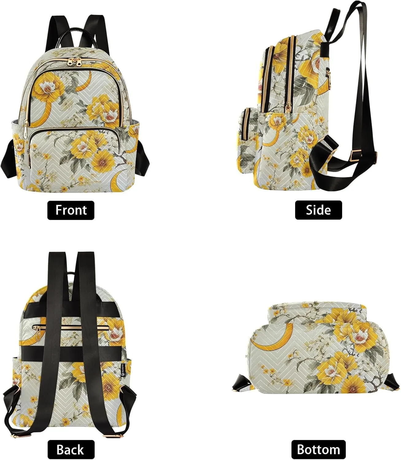 Classic Floral Light Campus Backpack Purse Bookbag Quilted Backpack for Women 13" Laptop Backpack Stylish Printed Rucksack with Multiple Pockets Lightweight Travel