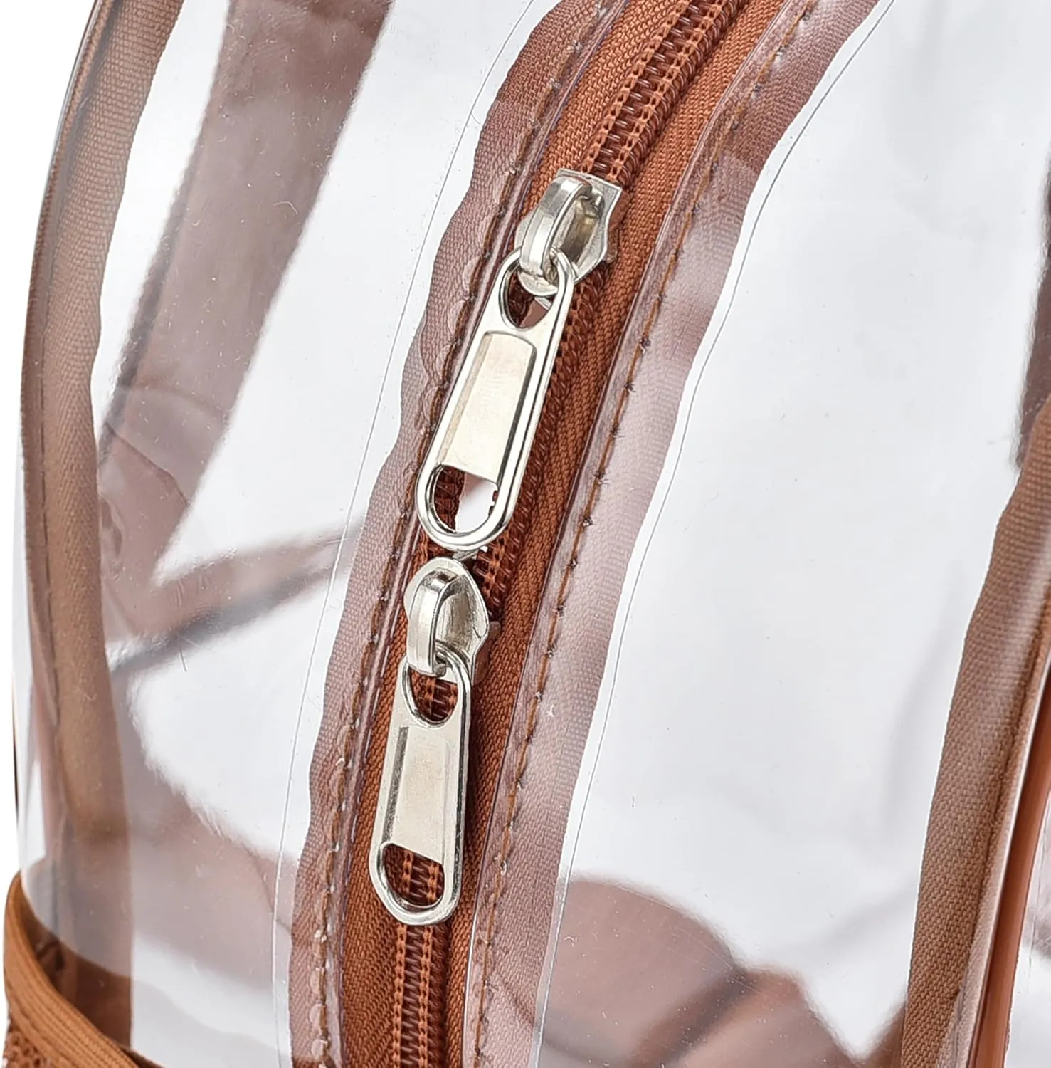 Clear Backpack for Stadium Events 12x12x6 with Front Pocket for Concert Sport Fashion Women Backpack Events Work Travel(Coffee brown)