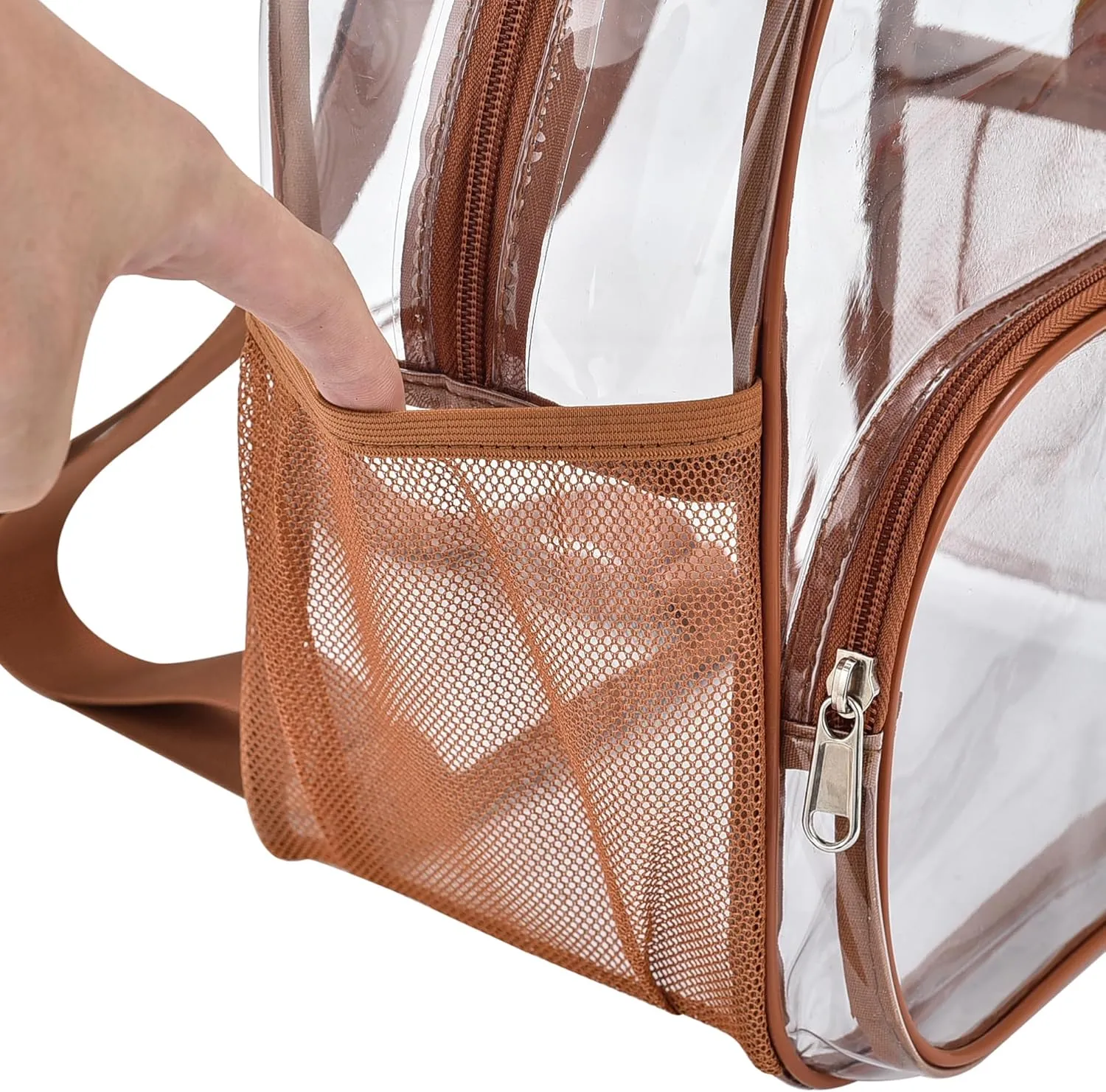 Clear Backpack for Stadium Events 12x12x6 with Front Pocket for Concert Sport Fashion Women Backpack Events Work Travel(Coffee brown)