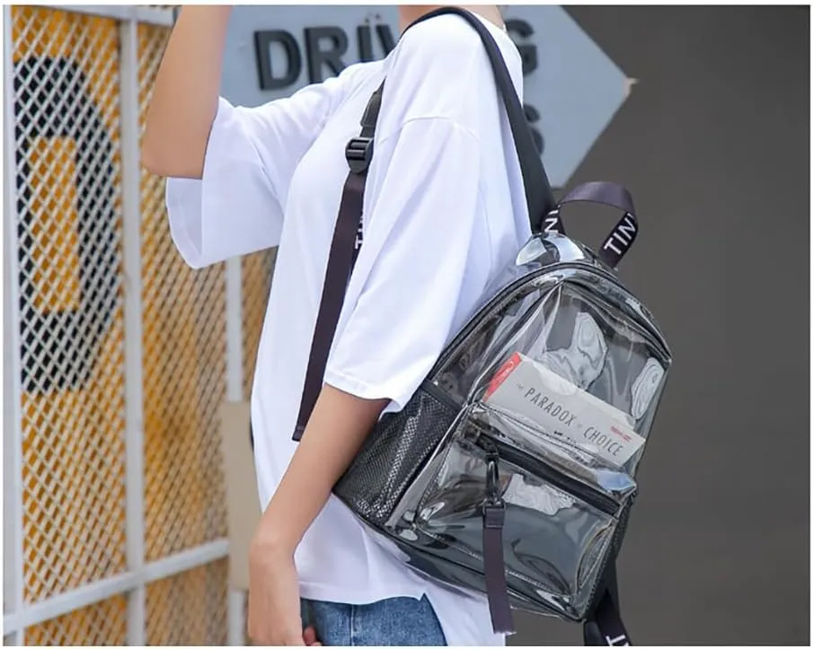 Clear Backpack, Heavy Duty Bag Transparent Backpack for Travel, Stadium, Work, Security, Sports (Obsidian Black)