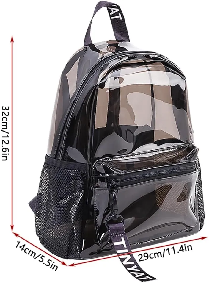 Clear Backpack, Heavy Duty Bag Transparent Backpack for Travel, Stadium, Work, Security, Sports (Obsidian Black)