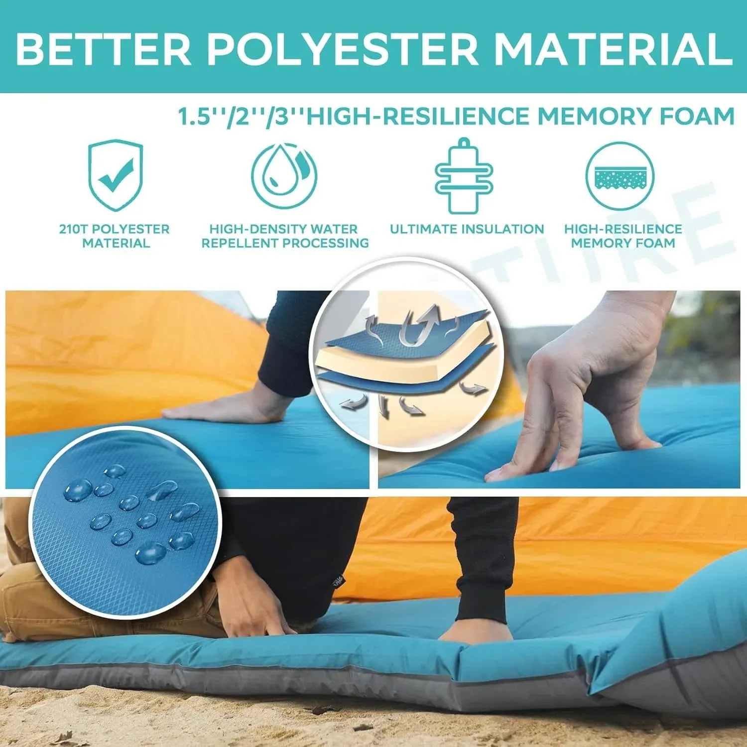 Clostnature Self-Inflating Camping Mattress Pad, 1.5" Thick, Lightweight