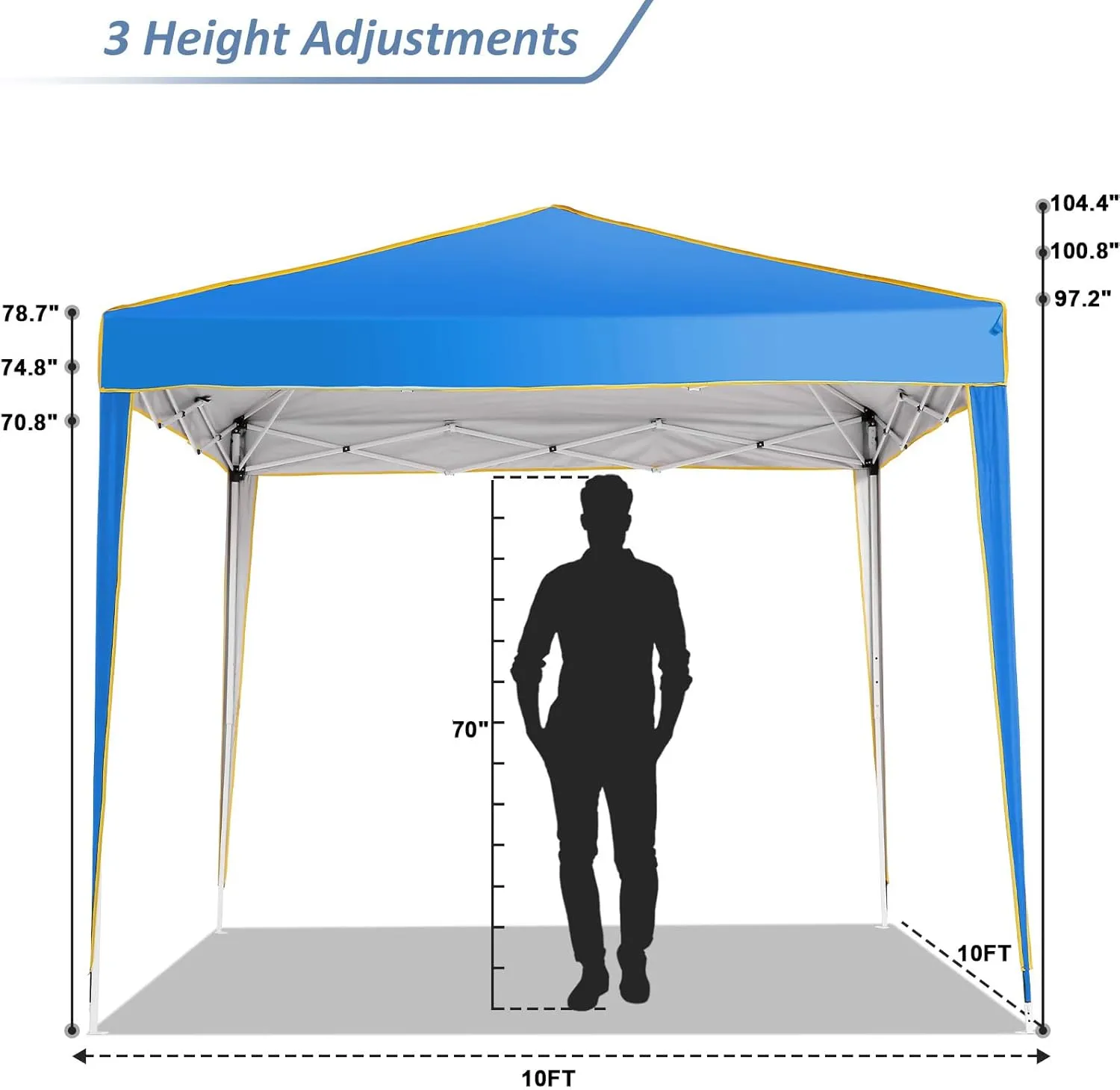 COBIZI 10x10 Pop Up Canopy Party Tents for Parties Waterproof Outdoor Event Shelter with 4 Sidewalls and 4 Sandbags UV Protection 50  Camping Commercial Wedding Portable Tent for Backyard, Blue