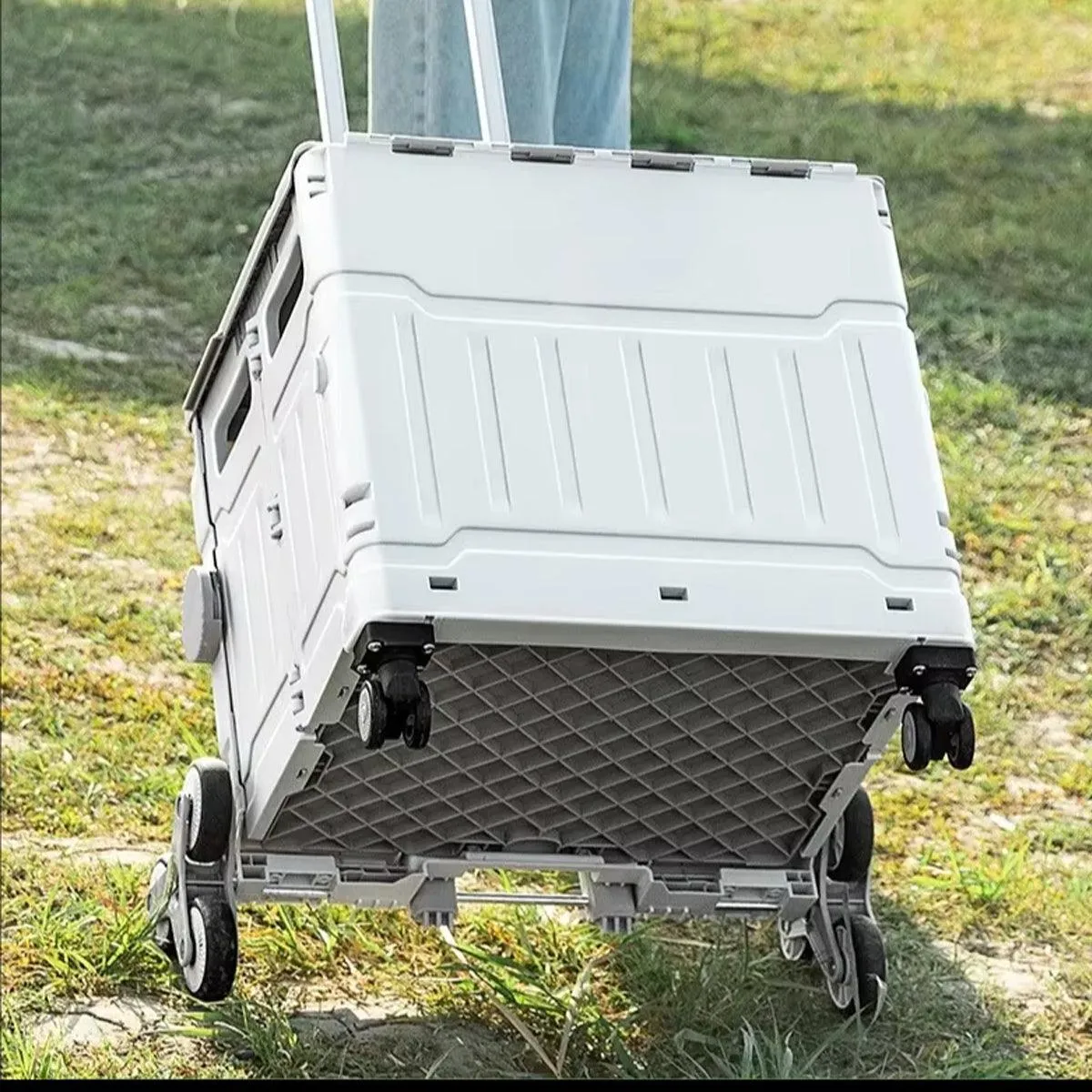 Collapsible Folding Shopping Cart Portable Grocery Trolley for Outdoor Camping