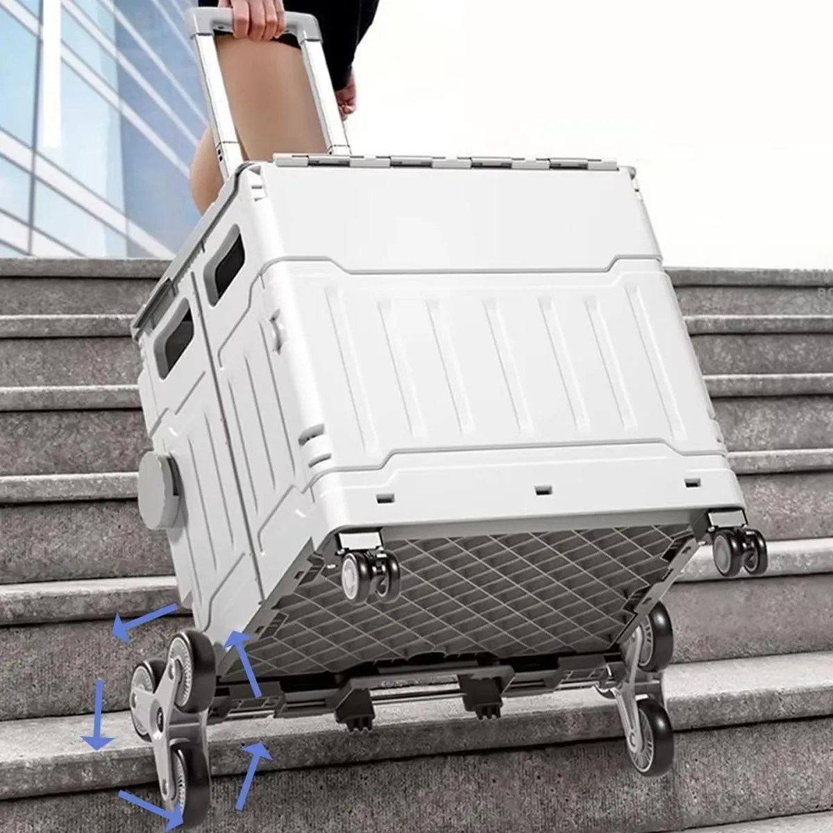 Collapsible Folding Shopping Cart Portable Grocery Trolley for Outdoor Camping