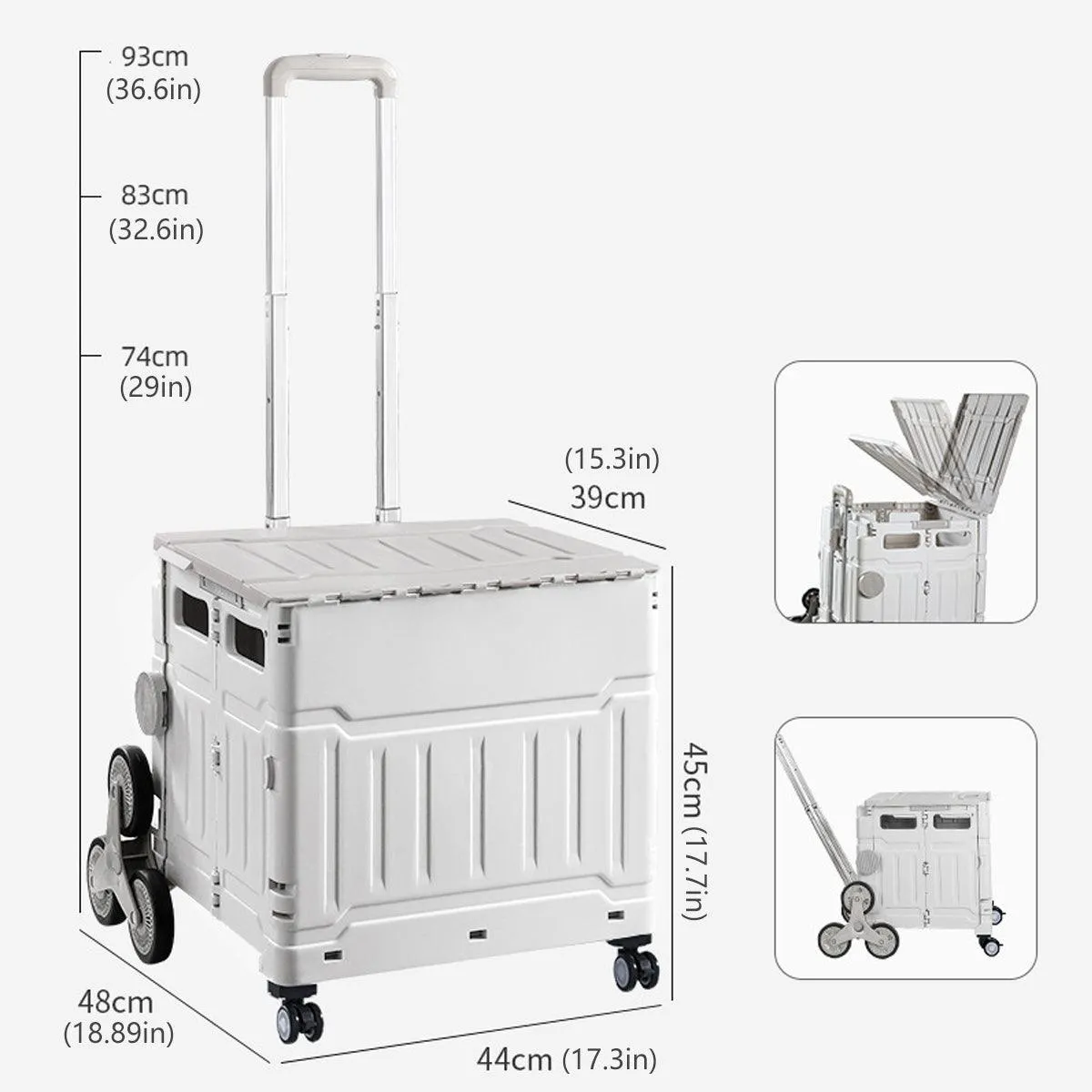 Collapsible Folding Shopping Cart Portable Grocery Trolley for Outdoor Camping
