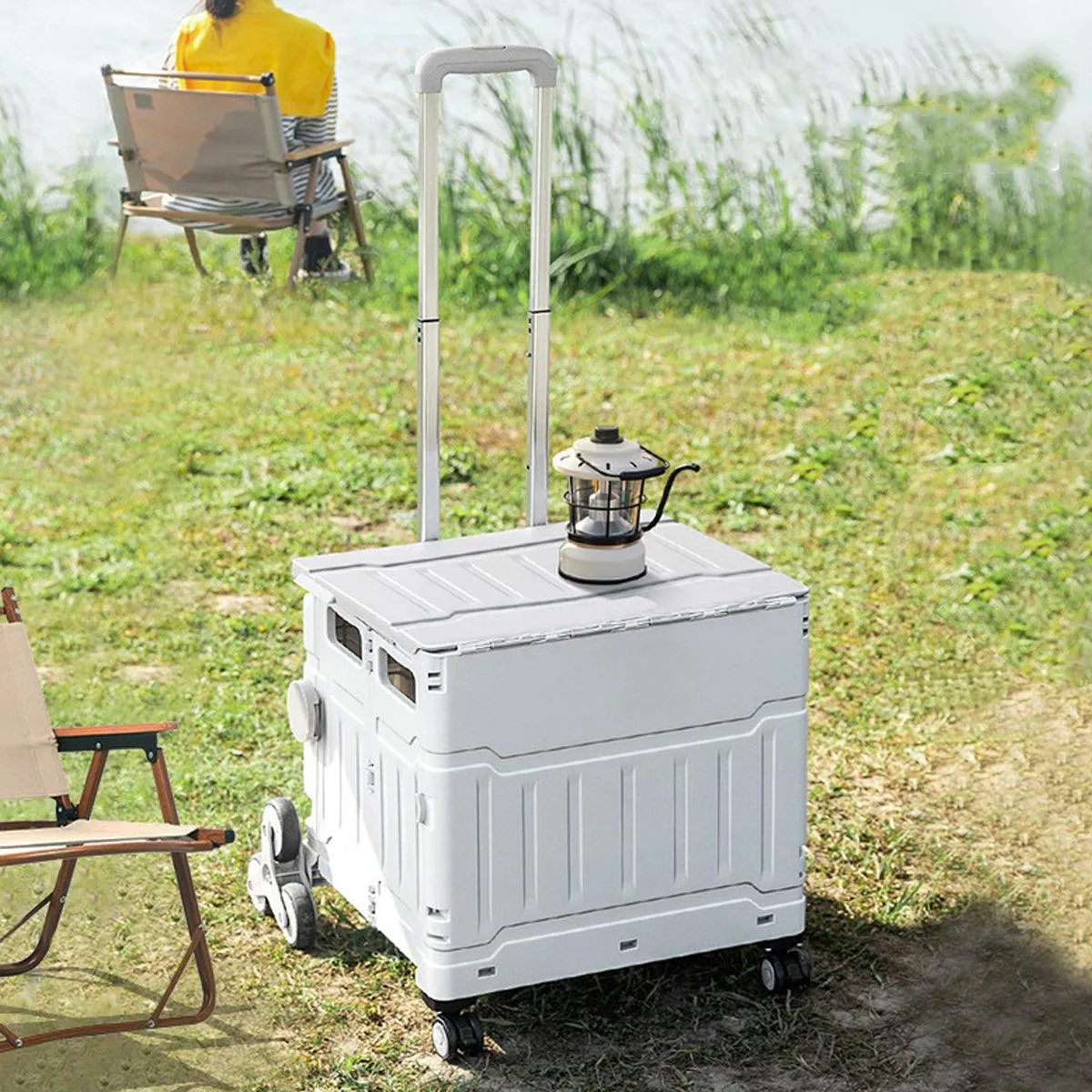 Collapsible Folding Shopping Cart Portable Grocery Trolley for Outdoor Camping