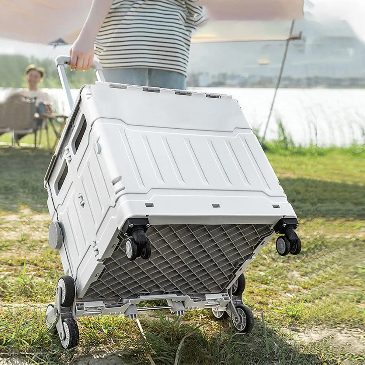 Collapsible Folding Shopping Cart Portable Grocery Trolley for Outdoor Camping