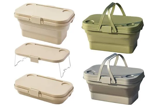 Collapsible Picnic Basket with Lid