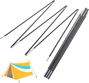 Collapsible Tent Poles, 2pcs Fiberglass Tent Pole Replacement Tent Bar Support Rod Awning Frame Kit for Hiking and Camping Tarp Poles Heavy Duty, 6 Sections Each 23in, Total Length 130in