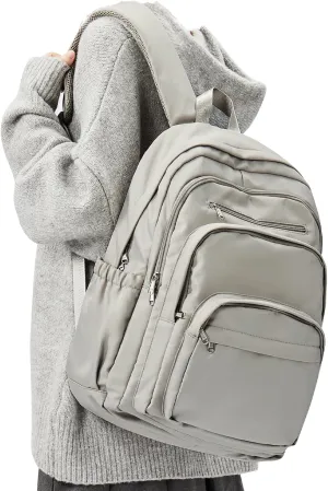 College Backpack for Women Men, Lightweight High School Bag With Lots of Pockets, Cute Bookbag for Teens Boys Girls, Casual Daypack (Gray Brown)