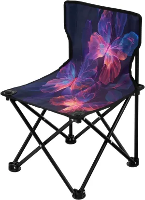 Colorful Butterfly Portable Outdoor Folding Chair Anti-Slip Padded Oxford Cloth Stool Camping Chair Small for Beach Hiking Fishing Gardening Quad Camp Chair