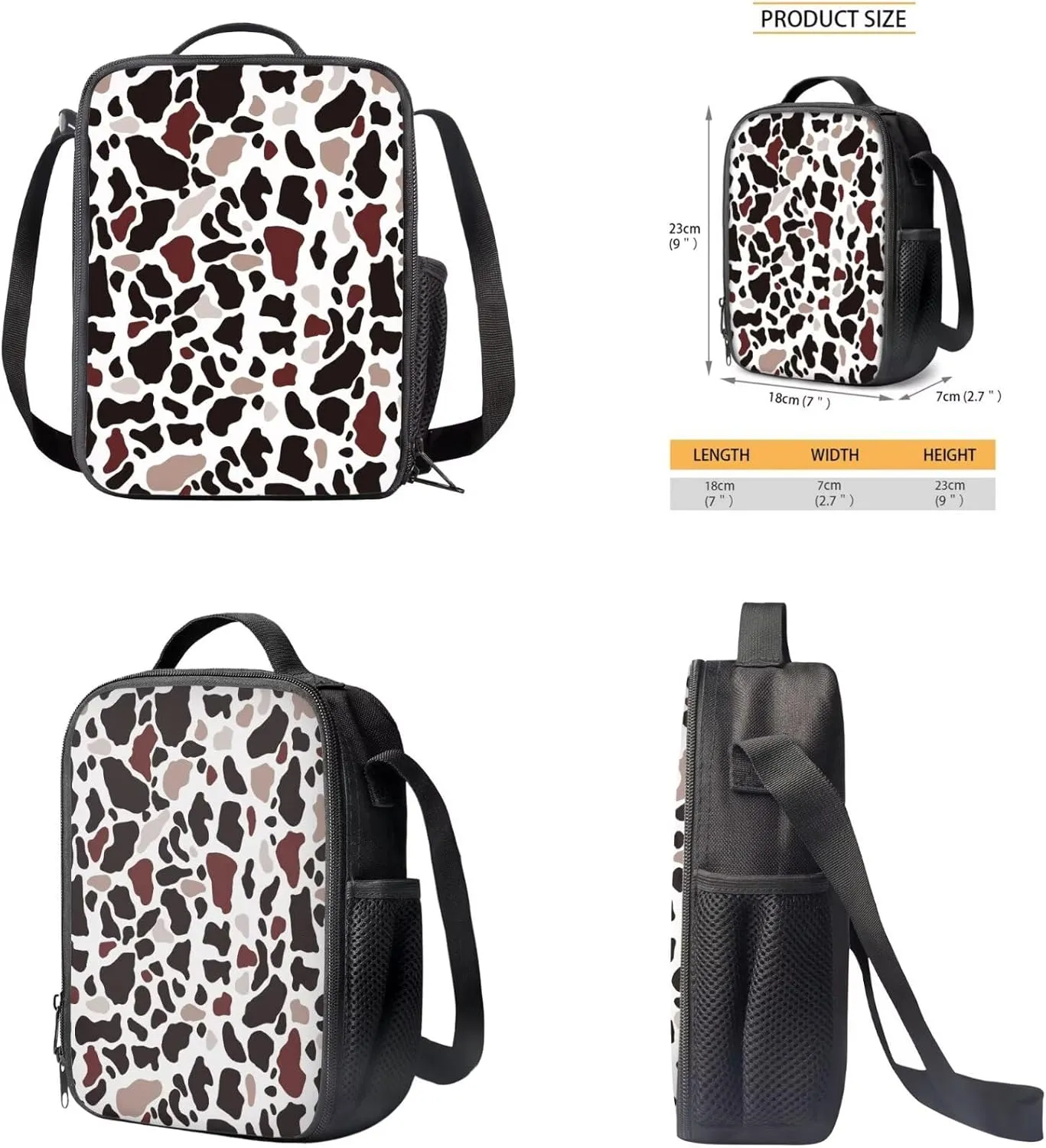 Colorful Cow Patterns Backpack with Lunchbox for Teen Boys for Hight School Middle School Bag for Boys 14-16 Kids Large Travel Shoulder Bag Book Bag