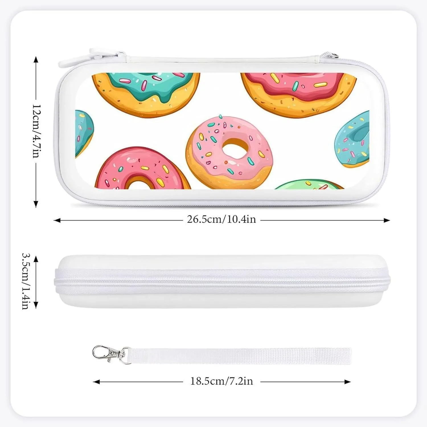 Colorful Doughnuts Compatible with Switch Carrying Case Hard Travel Game Bag Pouch with 15 Games Accessories