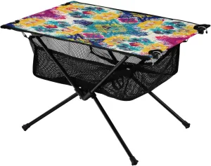 Colorful Geometric Portable Folding Camping Table, Compact Lightweight Beach Table with Carrying Bag for Outdoor Picnics, BBQs, Camp