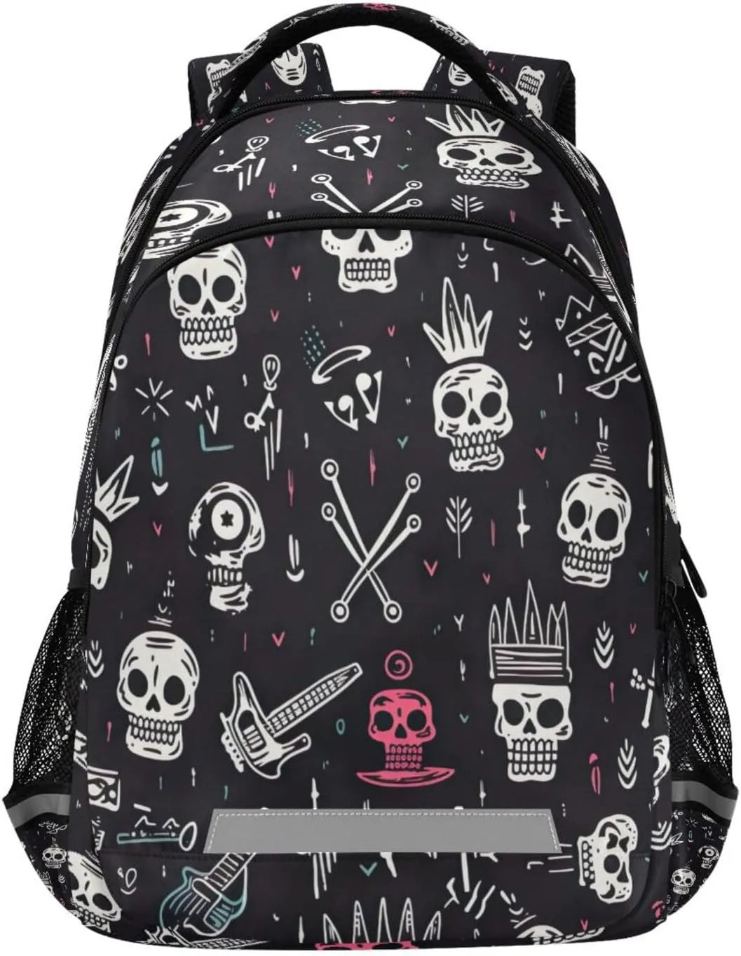 Colorful Skull Pattern Design Waterproof Backpack - Casual Outdoor Sports Daypack with Ergonomic Shoulder Straps#142