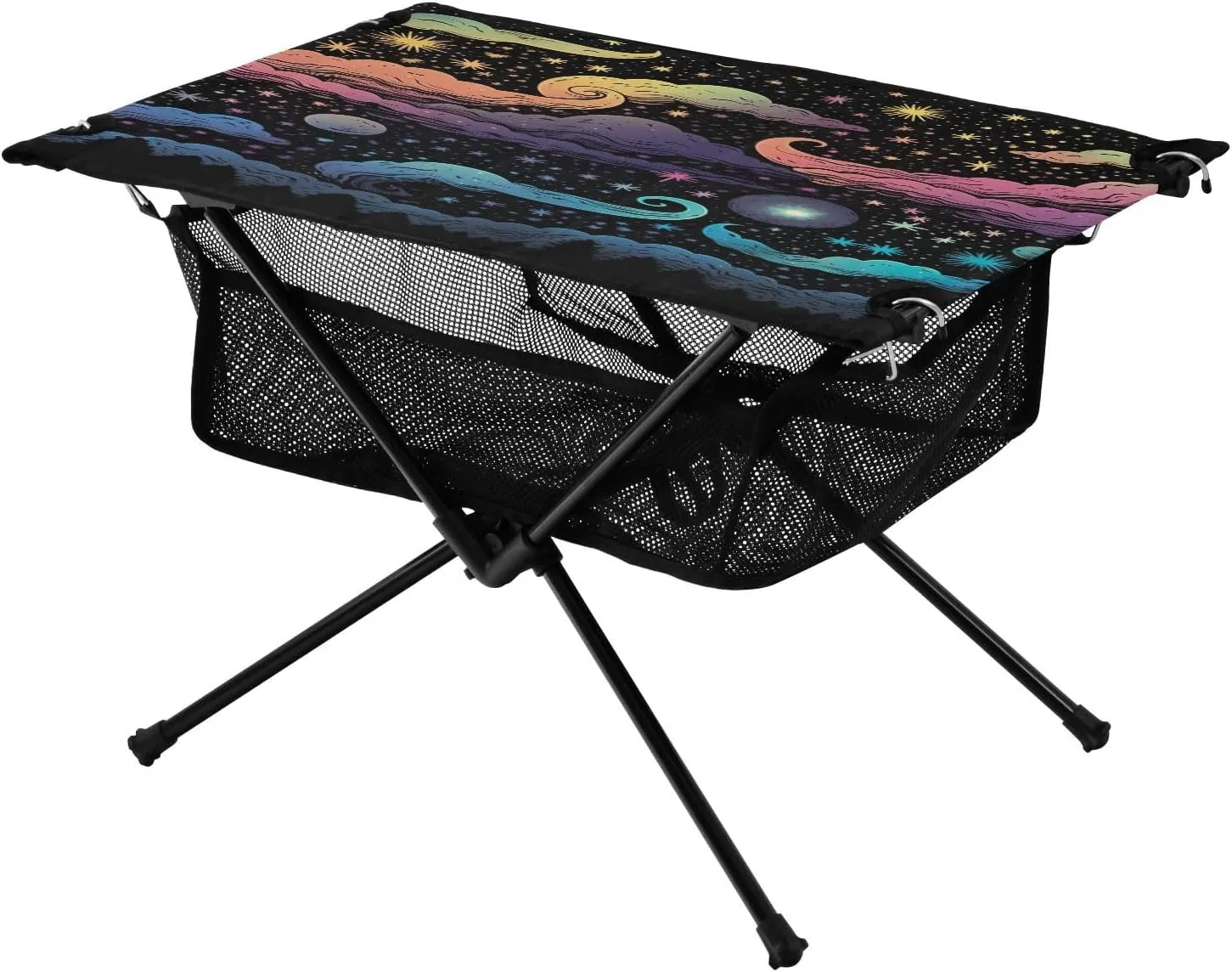 Colorful Sky Moon Portable Folding Camping Table, Compact Lightweight Beach Table with Carrying Bag for Outdoor Picnics, BBQs, Camp