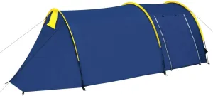 Comfortable 4-Person Camping Tent, Quick Setup with Breathable Material, Ideal for Outdoor Adventures, Blue/Yellow