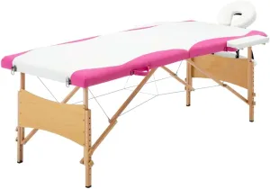 Comfortable Foldable Massage Table, 2 Zones, Adjustable Height, Compact Design in White and Pink