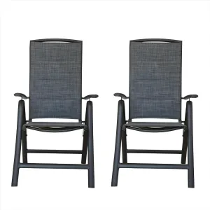 Comfortable Folding Patio Chairs Set of 2 with Adjustable Backrest, Lightweight Aluminium Frame for Outdoor and Camping, Dark Brown