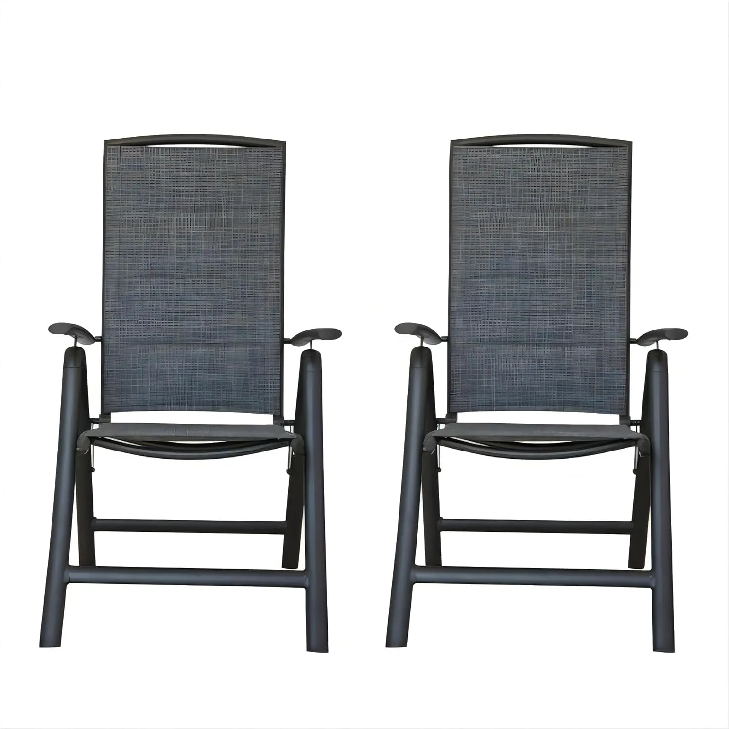 Comfortable Folding Patio Chairs Set of 2 with Adjustable Backrest, Lightweight Aluminium Frame for Outdoor and Camping, Dark Brown