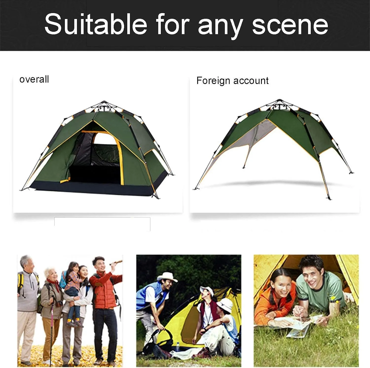 Compact Camping 2 Person Tent Double Layer Outdoor Lightweight Tent Waterproof Wind Proof for Hiking Fishing Mountaineering 183 122 82Cm