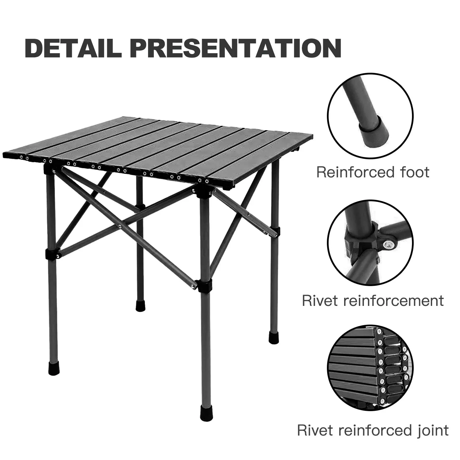 Compact Folding Camping Table – Lightweight Roll-Up Aluminum Table with Carry Bag for Outdoor Adventures