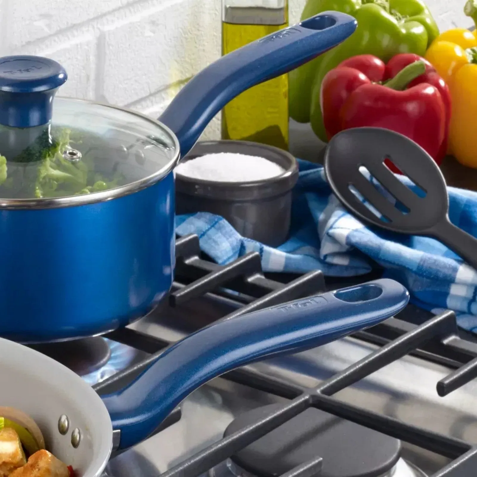Compact LunaLulinlk Cookware, Blue 12pc Unbeatable price Ceramic Set,