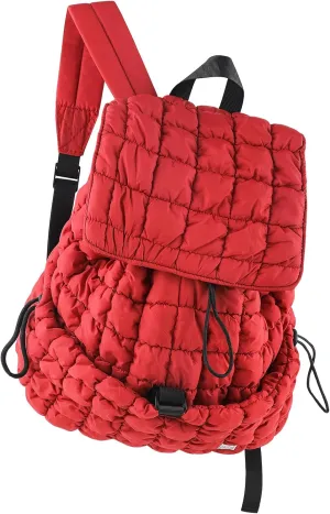 CONTAIL 18L Quilted Puffer Backpack for Women,Lightweight Puffy Hiker Pack,Red