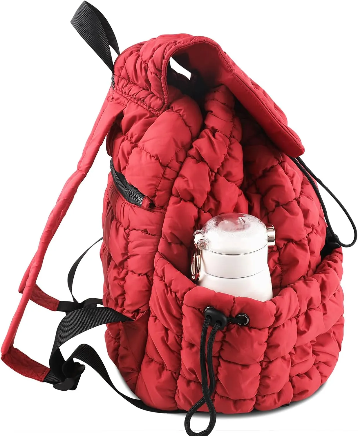 CONTAIL 18L Quilted Puffer Backpack for Women,Lightweight Puffy Hiker Pack,Red