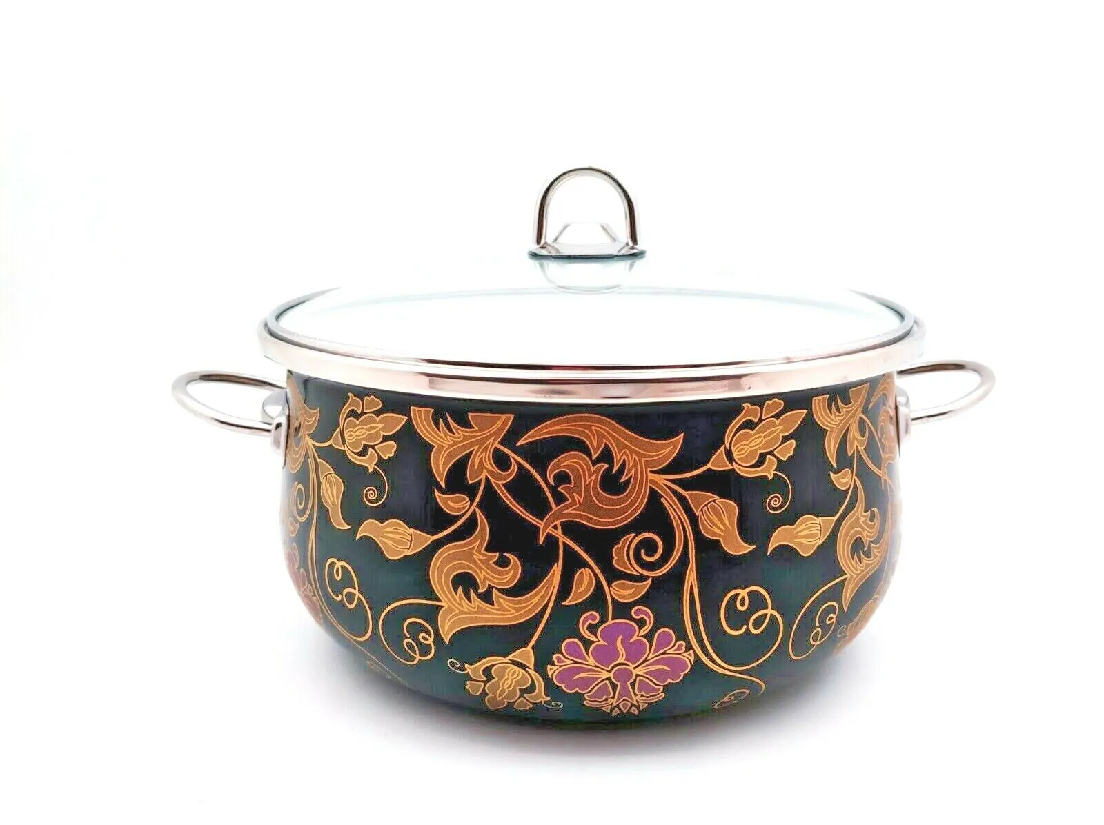 Cookware Set With Glass Lid Black Gold 8 Pieces Set