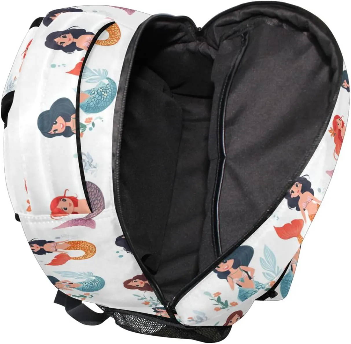 Cool Backpacks for Teens Boys Girls Waterproof Backpack with Chest Strap for Travel Trip Cartoon Cute Mermaid