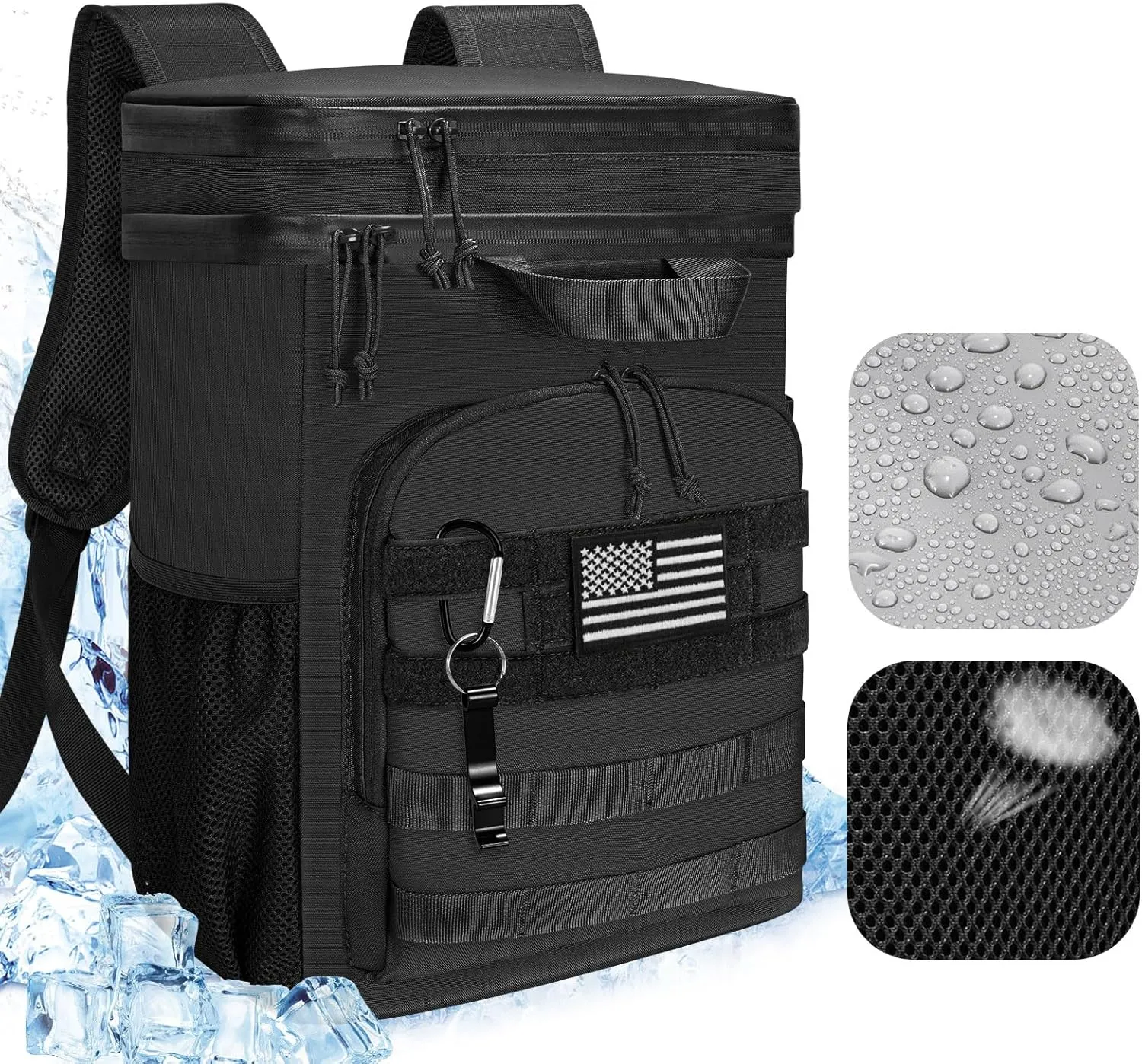 Cooler Backpack Insulated Camping Bag - AUTOWT 45 Can Tactical Soft Cooler Back Pack for Men Women, Large Capacity Leakproof with Top Handle, Portable Beer Bags for Hiking Picnic Beach Travel