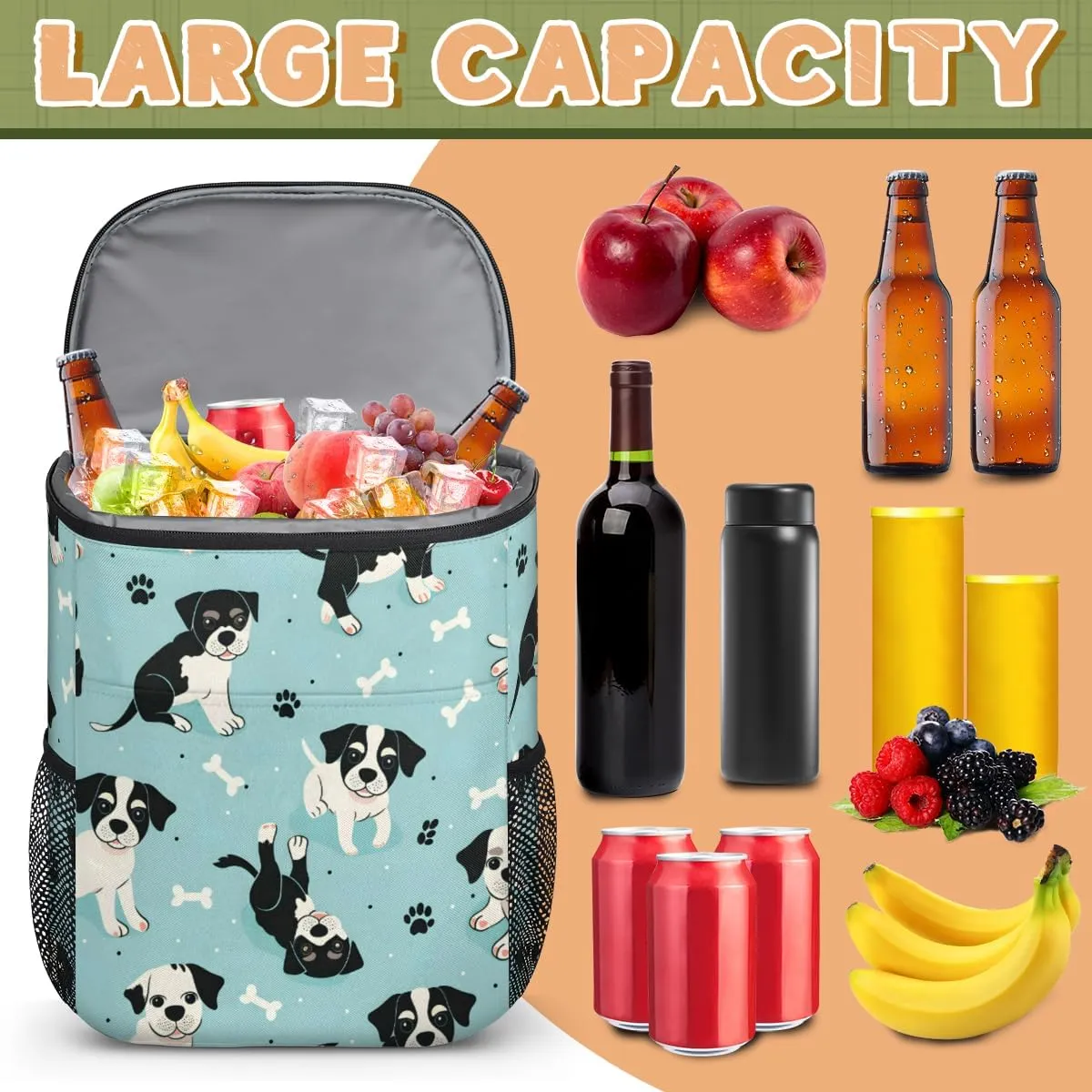 Cooler Backpack Insulated Cute Dinosaur Theme Lightweight Travel Cooler Lunch Backpack Drink Beverage Beer Bag