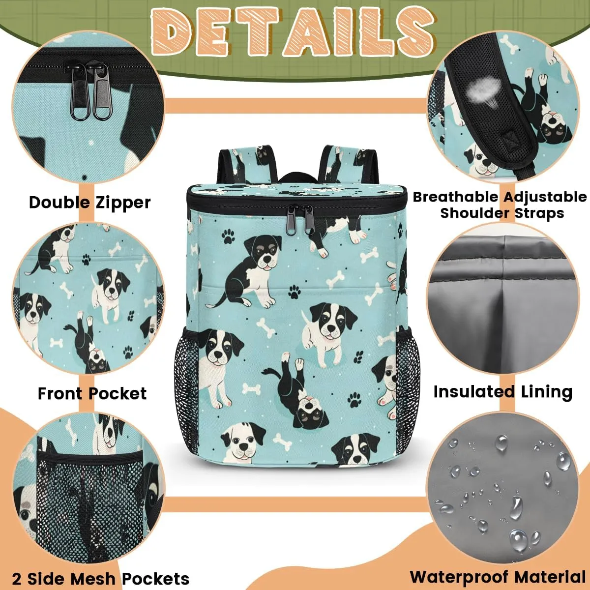 Cooler Backpack Insulated Cute Dinosaur Theme Lightweight Travel Cooler Lunch Backpack Drink Beverage Beer Bag