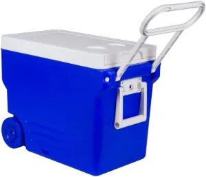 Cooler Camping Heat Insulation Box for Beach, Park or Backyard Party Wide Wheels Foldable Stool & Table Included