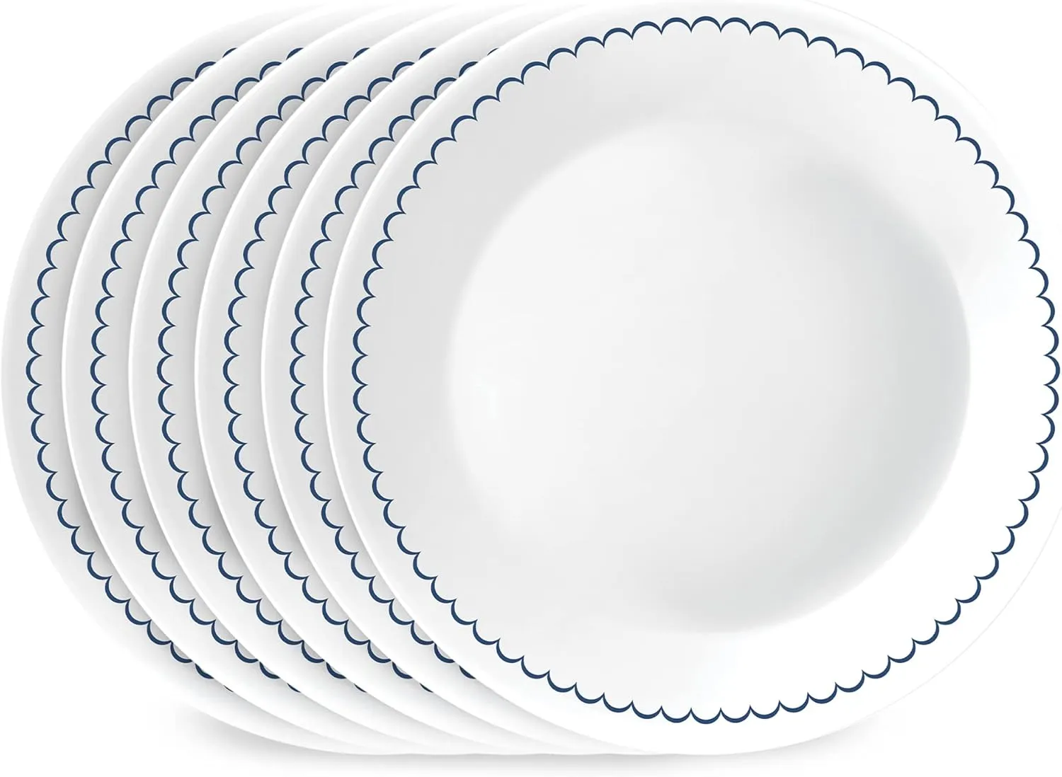 Corelle 6-Piece 8.5" Lunch Round Plates, Vitrelle Triple Layer Glass, Lightweight Round Plates, Salad Plates, Chip and Scratch Resistant, Microwave and Dishwasher Safe, Caspian