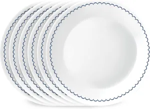 Corelle 6-Piece 8.5" Lunch Round Plates, Vitrelle Triple Layer Glass, Lightweight Round Plates, Salad Plates, Chip and Scratch Resistant, Microwave and Dishwasher Safe, Caspian