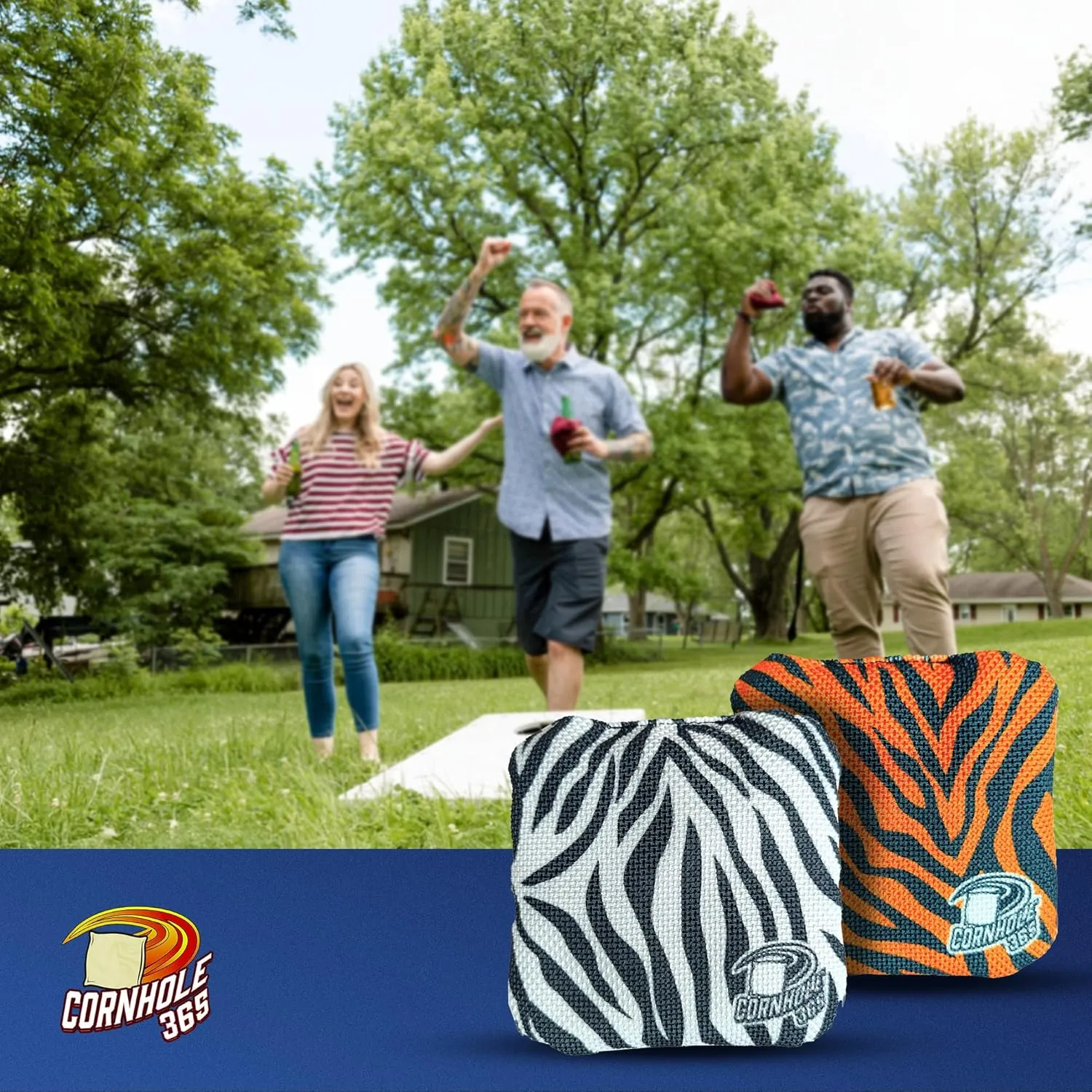 Cornhole365 - Stick & Slide - Professional Corn Hole Bag - Heavy-Duty Double-Stitched Polyester Fabric & Resin Filling for All-Weather - Versatile Regulation Size Cornhole Bean Bags - Set of 8