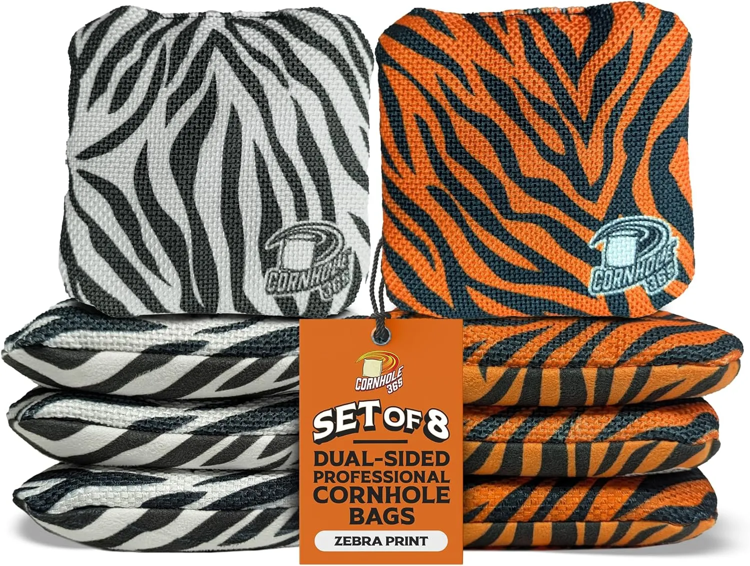 Cornhole365 - Stick & Slide - Professional Corn Hole Bag - Heavy-Duty Double-Stitched Polyester Fabric & Resin Filling for All-Weather - Versatile Regulation Size Cornhole Bean Bags - Set of 8