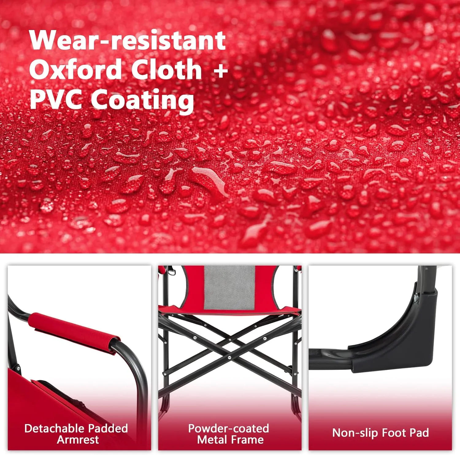 COSTWAY Folding Camping Chair, Heavy-Duty Director Chair Supports 400lbs for Adults with Side Table, Cooler Bag, Storage, Strap, Portable Makeup Chair Suitable for Fishing Picnic