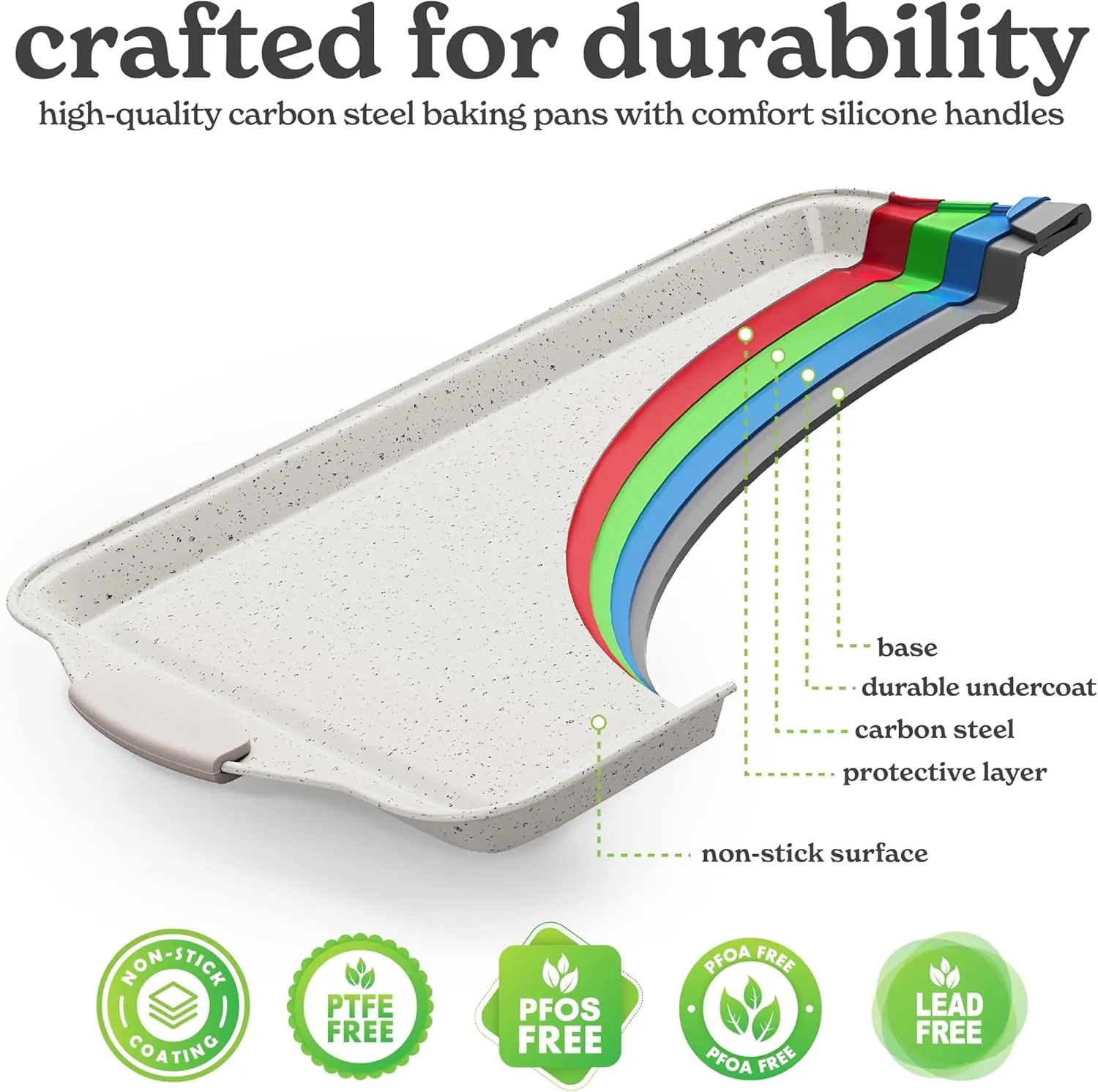 Country Kitchen Nonstick Stackable Bakeware Set - Durable, Easy Release Baking Set, Cream, 10 Pcs