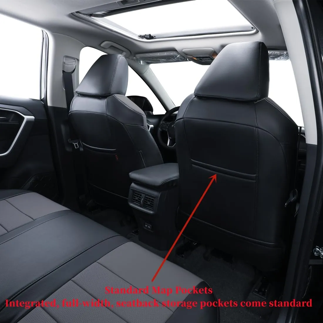 coverdream Corolla Cross Waterproof Leather Seat Covers Custom Fit for 2022-2025 Toyota Corolla Cross L,LE,XLE (Non-Hybrid),Full Coverage,Airbag Compatible Car Seat Protector(Full Set,Black/Gray)