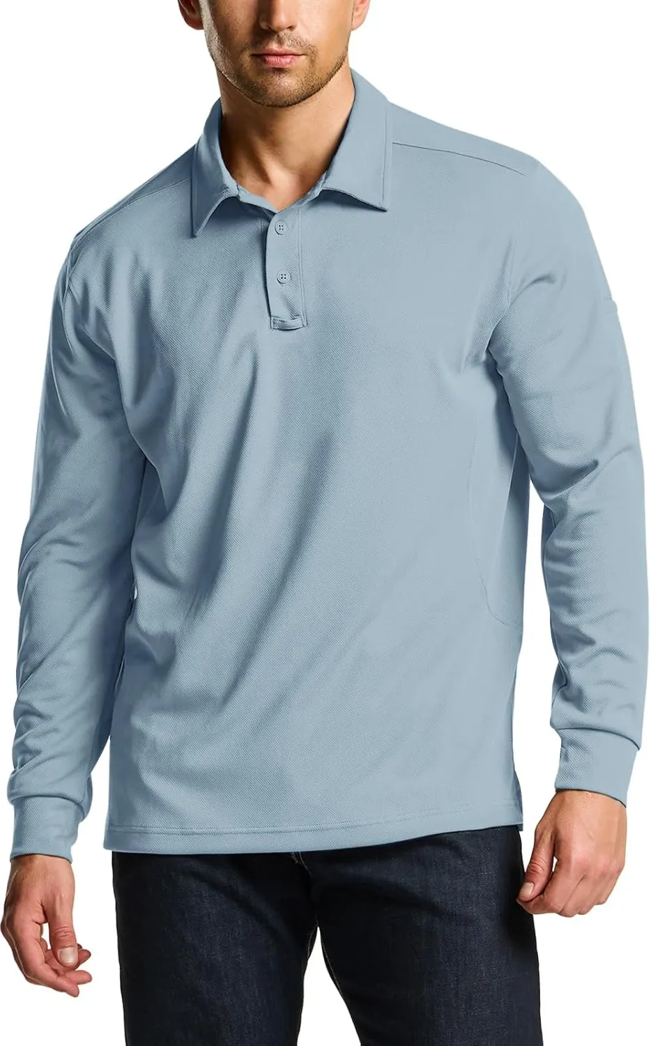 CQR Men's Polo Shirt, Long Sleeve Tactical Shirts, Outdoor UPF 50  Pique Shirt, Dry Fit Lightweight Golf Shirts