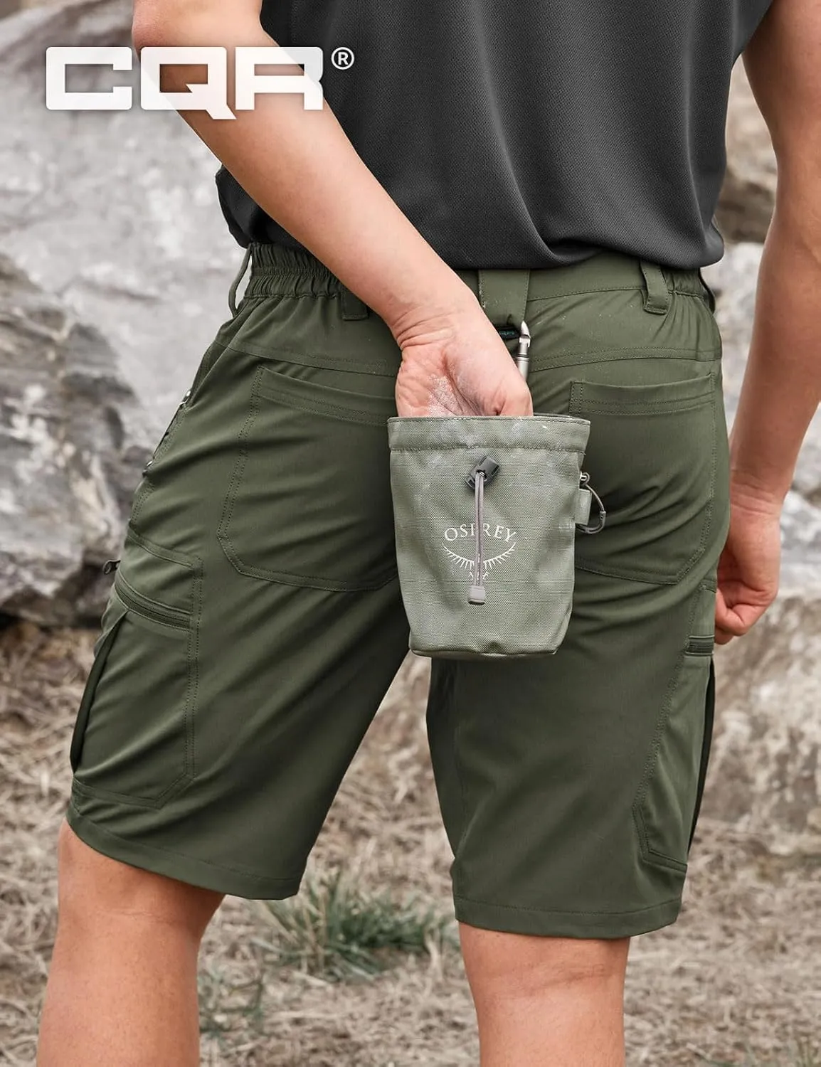 CQR Men's Quick Dry Stretch Hiking Cargo Shorts, Lightweight Water Resistant Tactical Casual, Golf & Outdoor with Pockets