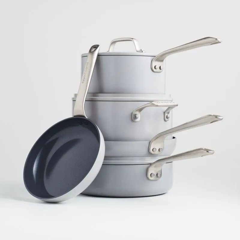 Crate & Barrel EvenCook Ceramic Grey Ceramic Nonstick 8-Piece Cookware Set