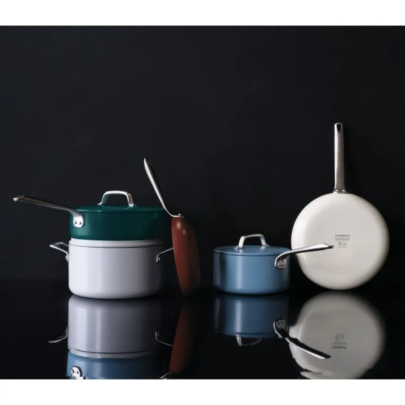 Crate & Barrel EvenCook Ceramic Grey Ceramic Nonstick 8-Piece Cookware Set