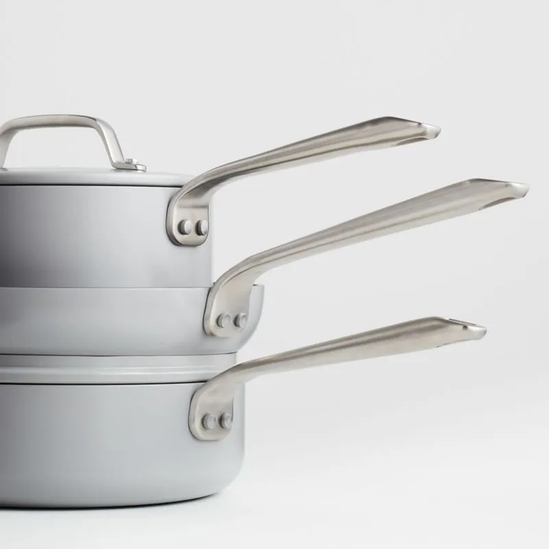 Crate & Barrel EvenCook Ceramic Grey Ceramic Nonstick 8-Piece Cookware Set
