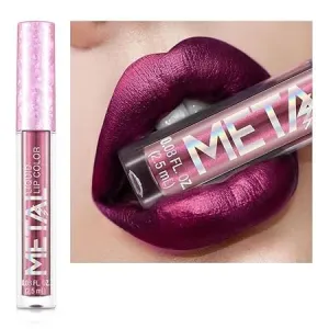Cream Lip Gloss，12 Colors Metallic Liquid Lipstick Lip Gloss Non-Stick Cup Lip Glaze Makeup Pearl Beauty Makeup (12-POISONING PURPLE)